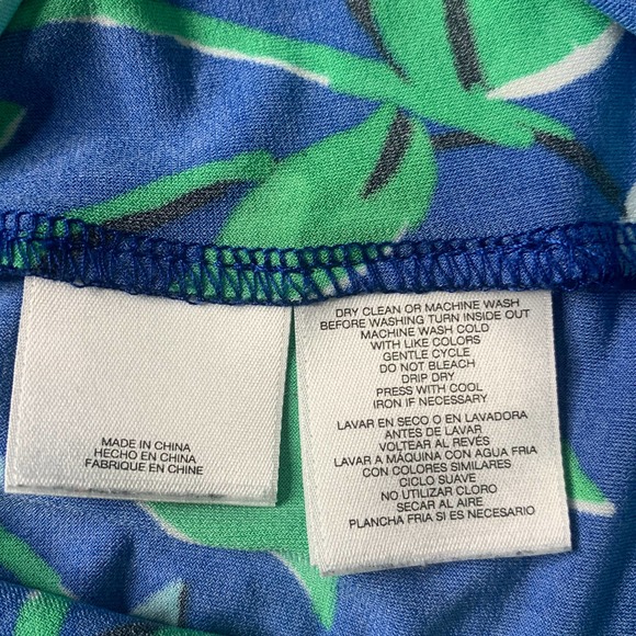 Cappagallo Womens Blouse Top Size Small Blue/Green Floral Print Keyhole Neck - Picture 11 of 12